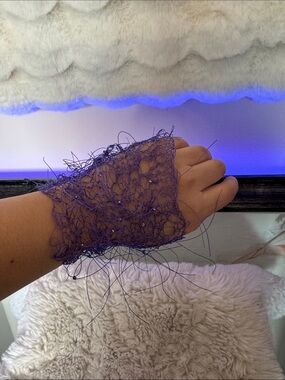HANDCRAFTED hand knitted and beaded bracelet all hand knit royal blue NWT